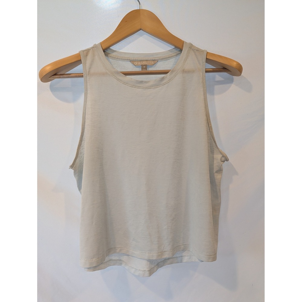 Athleta Womens M Sleeveless Tank Top Light Green Workout Gym Crew Neck RN 54023